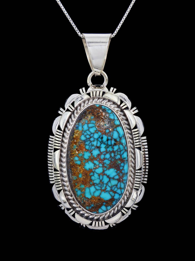 Native American Sterling Silver Natural Moon River Turquoise Pendant - PuebloDirect.com