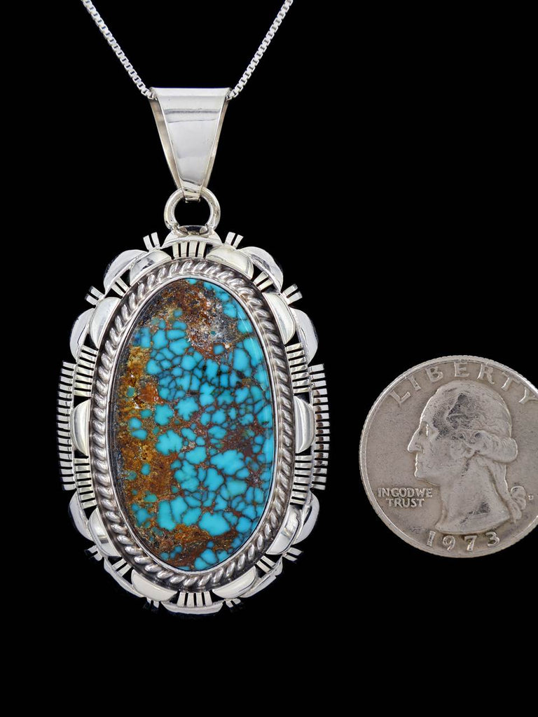 Native American Sterling Silver Natural Moon River Turquoise Pendant - PuebloDirect.com