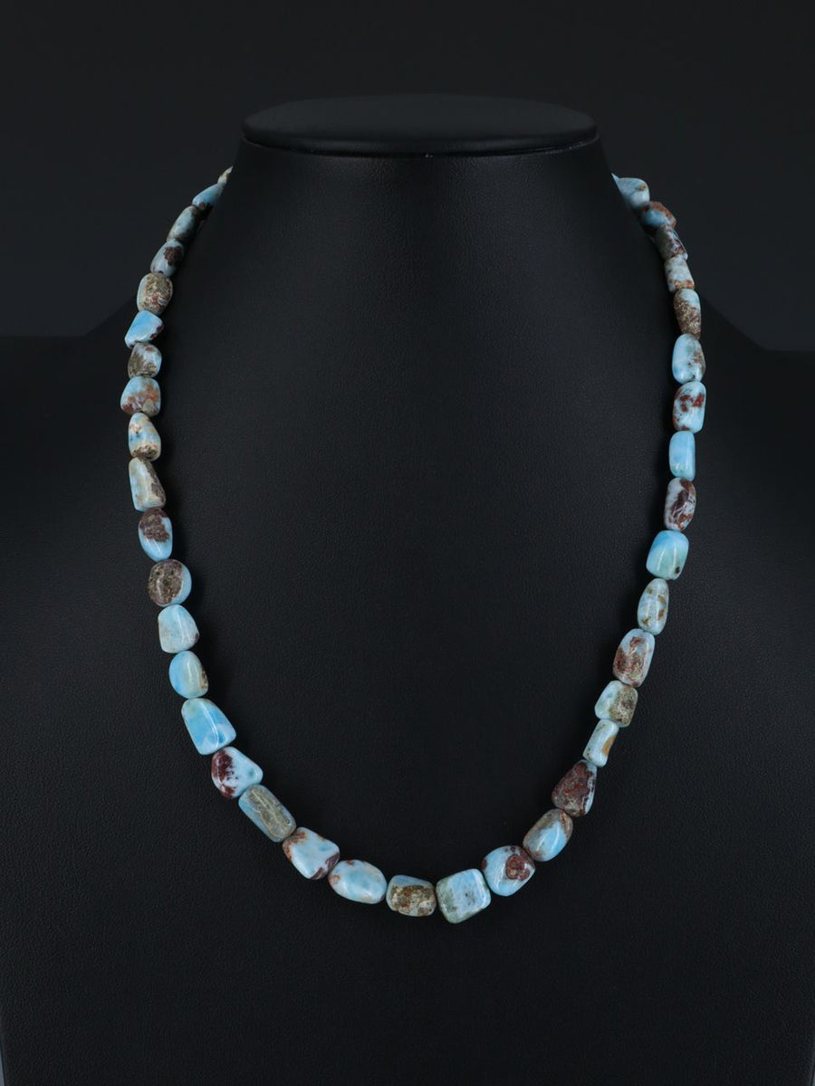 Native American Jewelry Single Strand Larimar Nugget Necklace ...