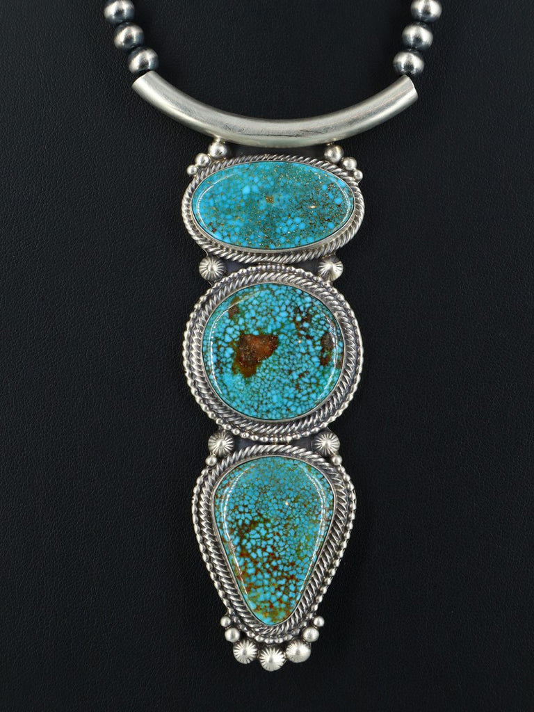 Native American Jewelry Sterling Silver Kingman Turquoise Necklace - PuebloDirect.com