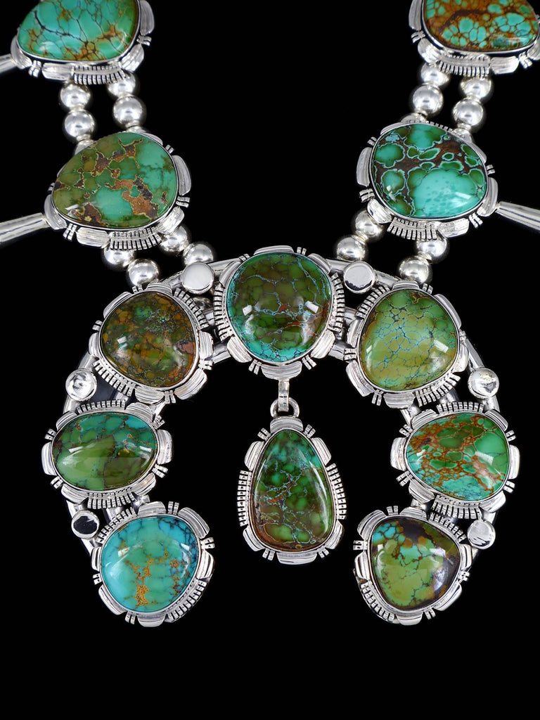 Native American Jewelry Royston Turquoise Squash Blossom Necklace - PuebloDirect.com