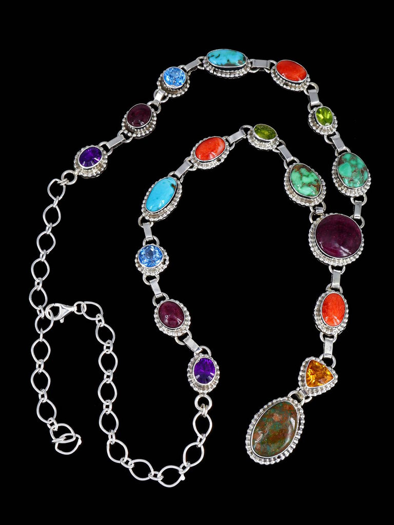 Native American Jewelry Turquoise and Spiny Oyster Lariat Y Necklace - PuebloDirect.com