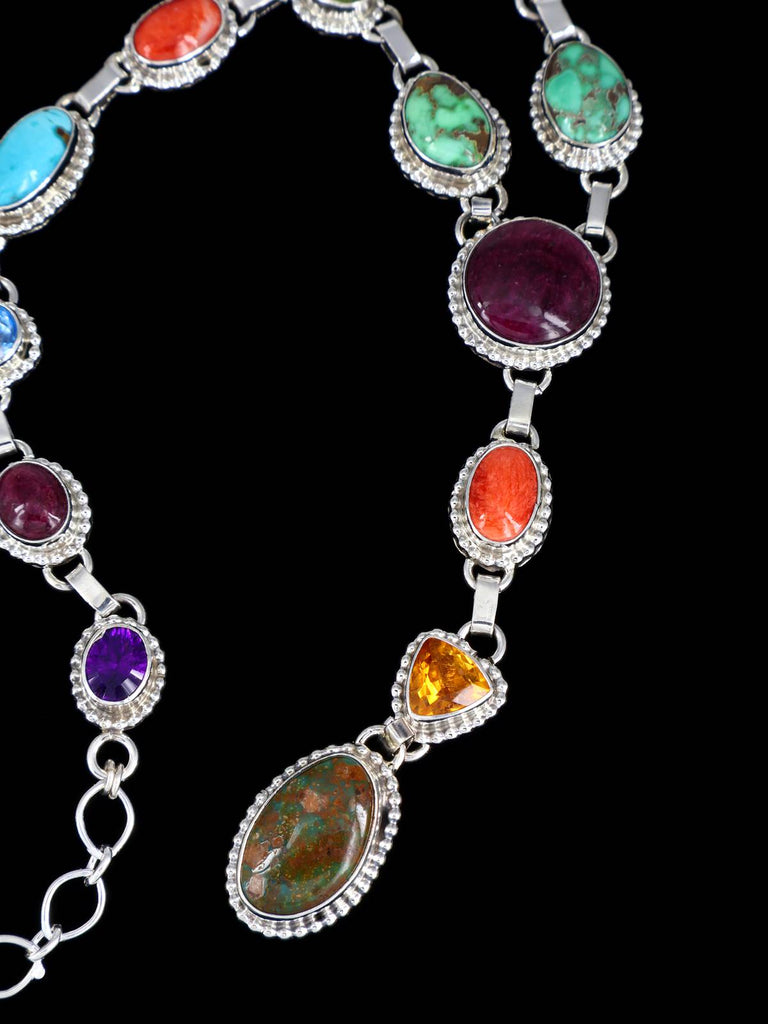 Native American Jewelry Turquoise and Spiny Oyster Lariat Y Necklace - PuebloDirect.com