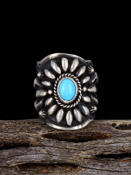 Turquoise Repousse Men's Ring, Size 7 1/2 - PuebloDirect.com