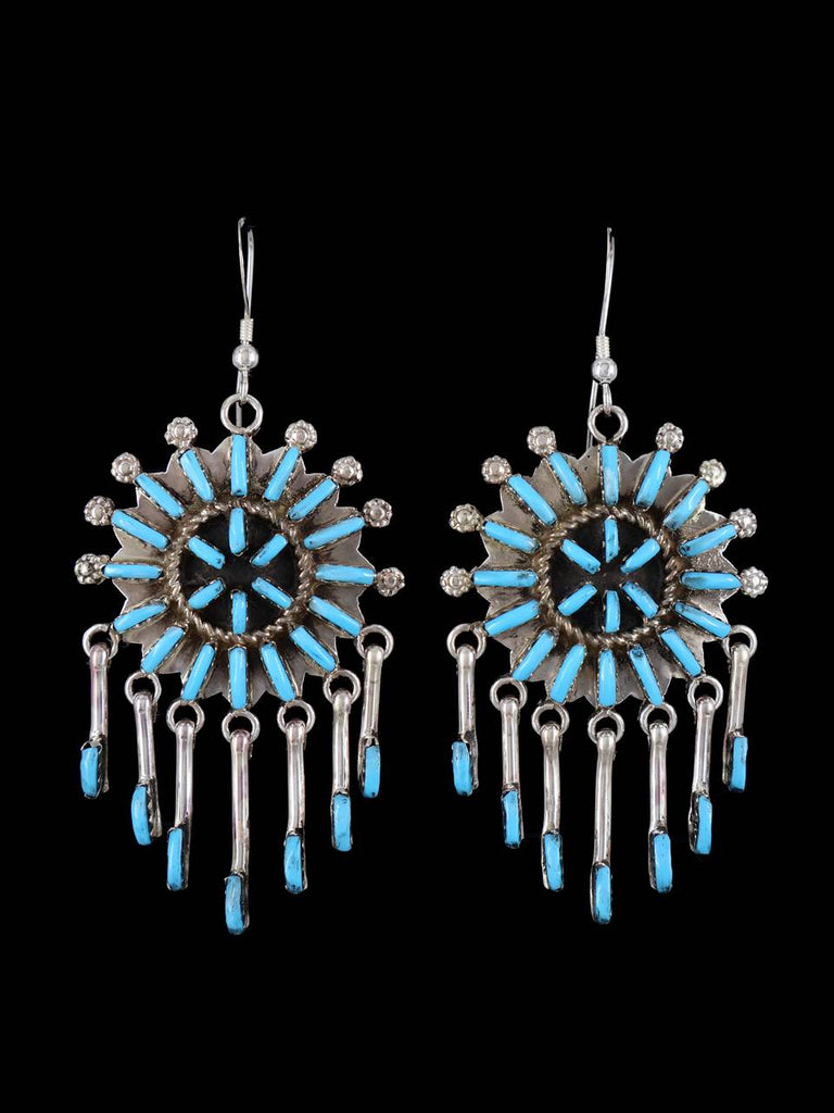 Native American Indian Jewelry Turquoise Dangle Zuni Earrings - PuebloDirect.com