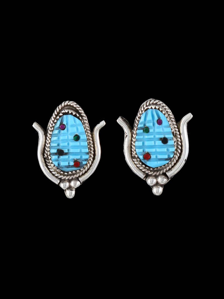 Native American Jewelry Zuni Turquoise Corn Earrings - PuebloDirect.com