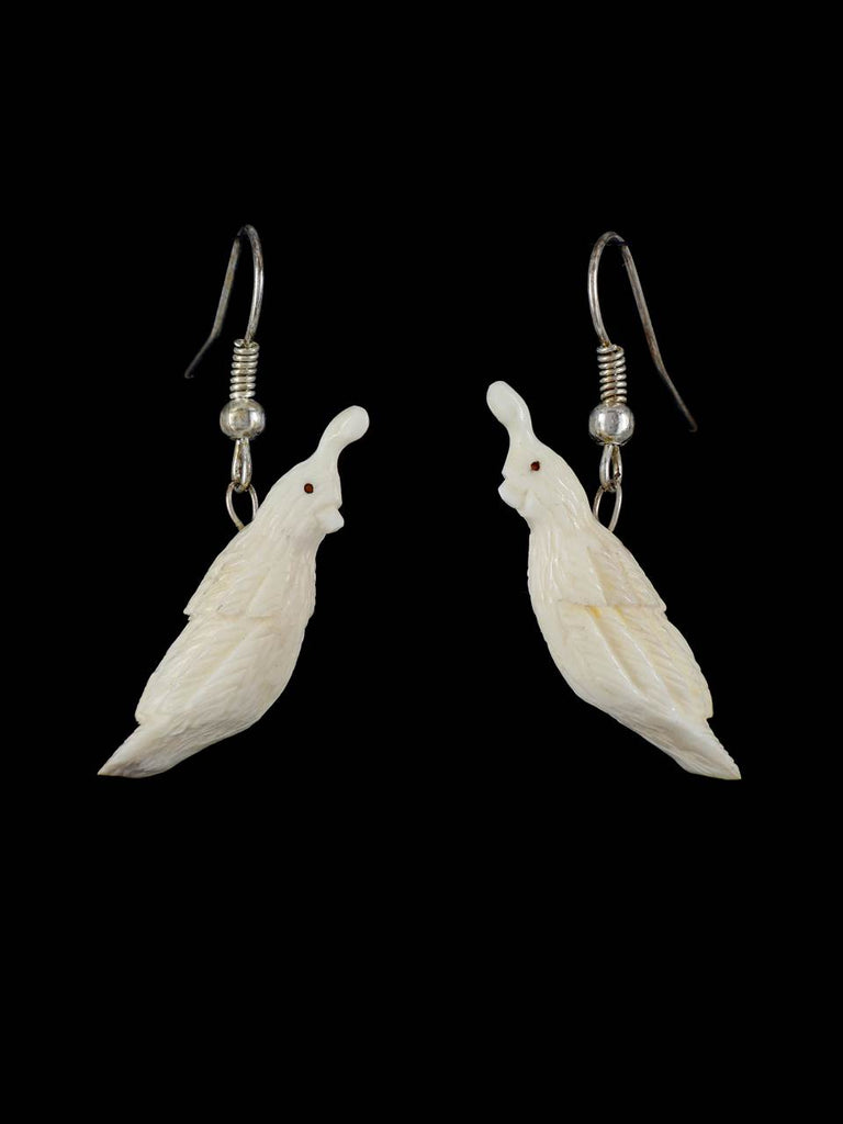 Antler Bird Zuni Fetish Dangle Earrings - PuebloDirect.com