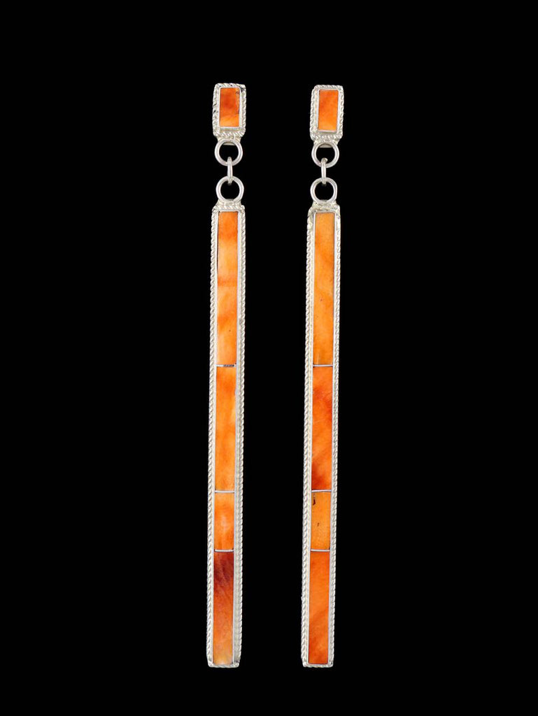 Sterling Silver Zuni Spiny Oyster Inlay Earrings - PuebloDirect.com