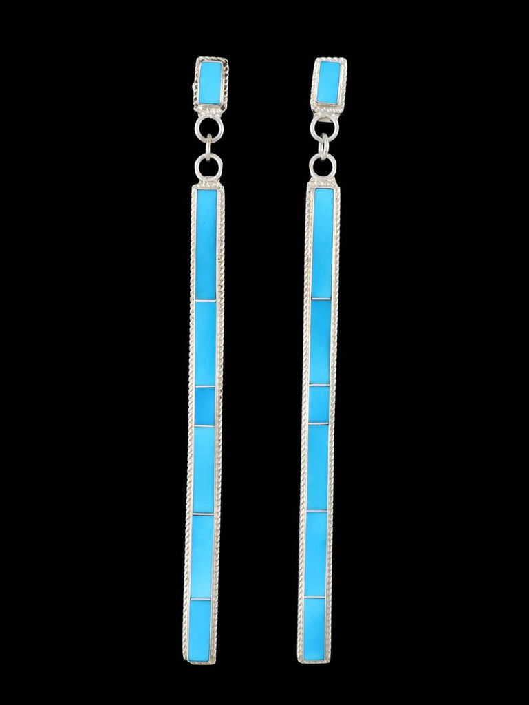 Zuni Inlay Turquoise Post Earrings - PuebloDirect.com