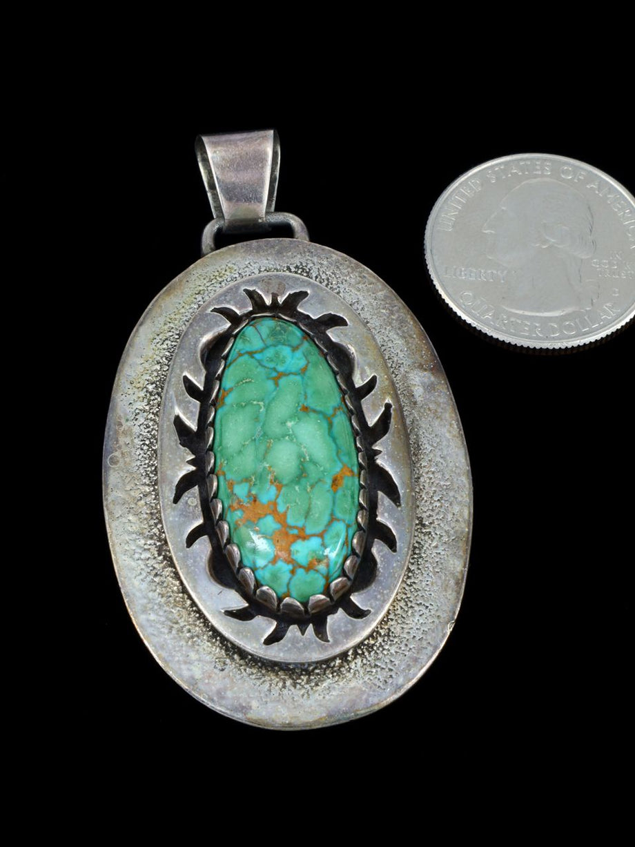 Vintage Native American Sterling Silver & Turquoise Pendant on sale Necklace