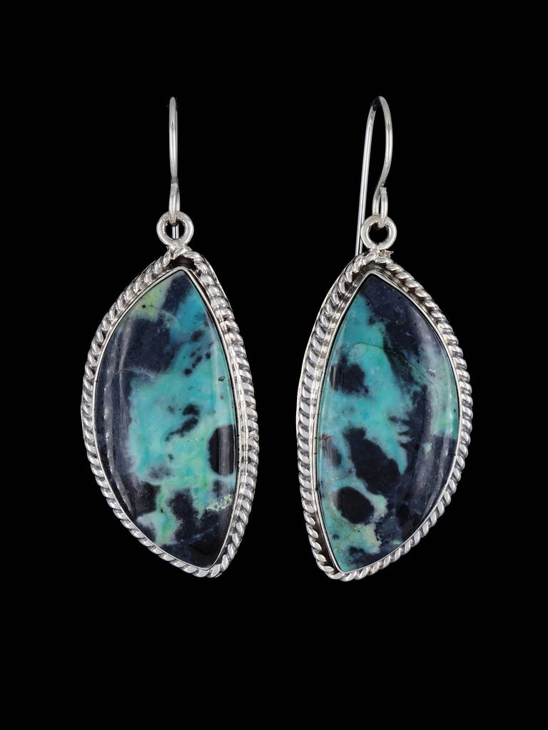 Native American Opalized Petrified Wood Sterling Silver Dangle Earrings - PuebloDirect.com