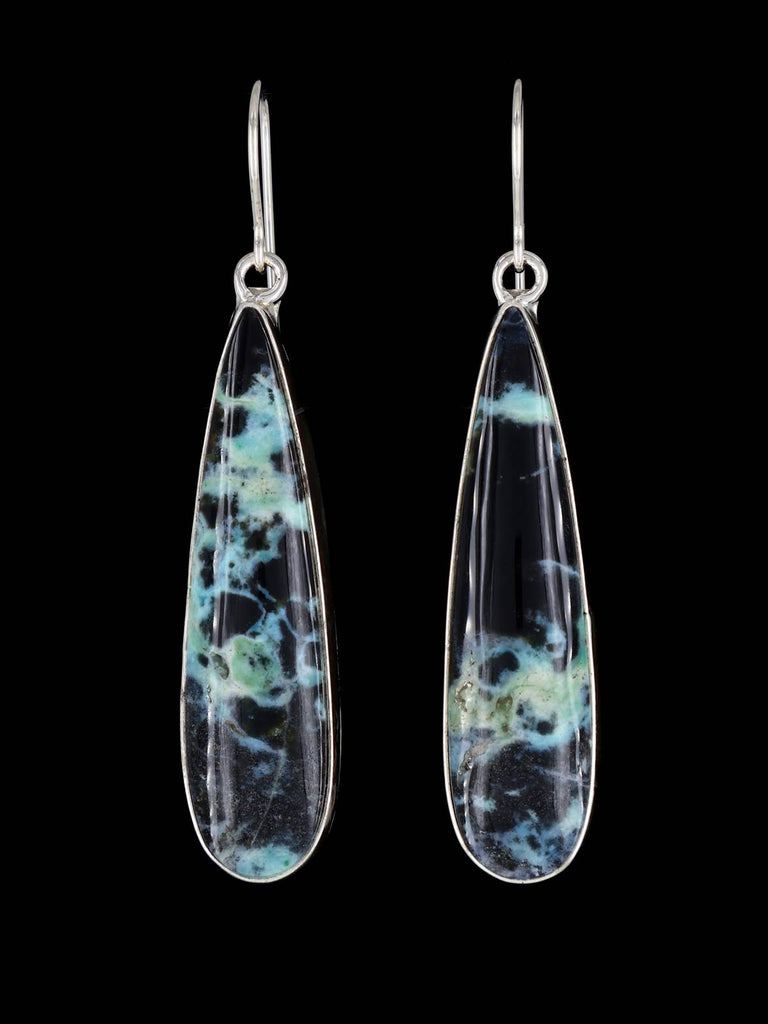 Native American Opalized Petrified Wood Sterling Silver Dangle Earrings - PuebloDirect.com