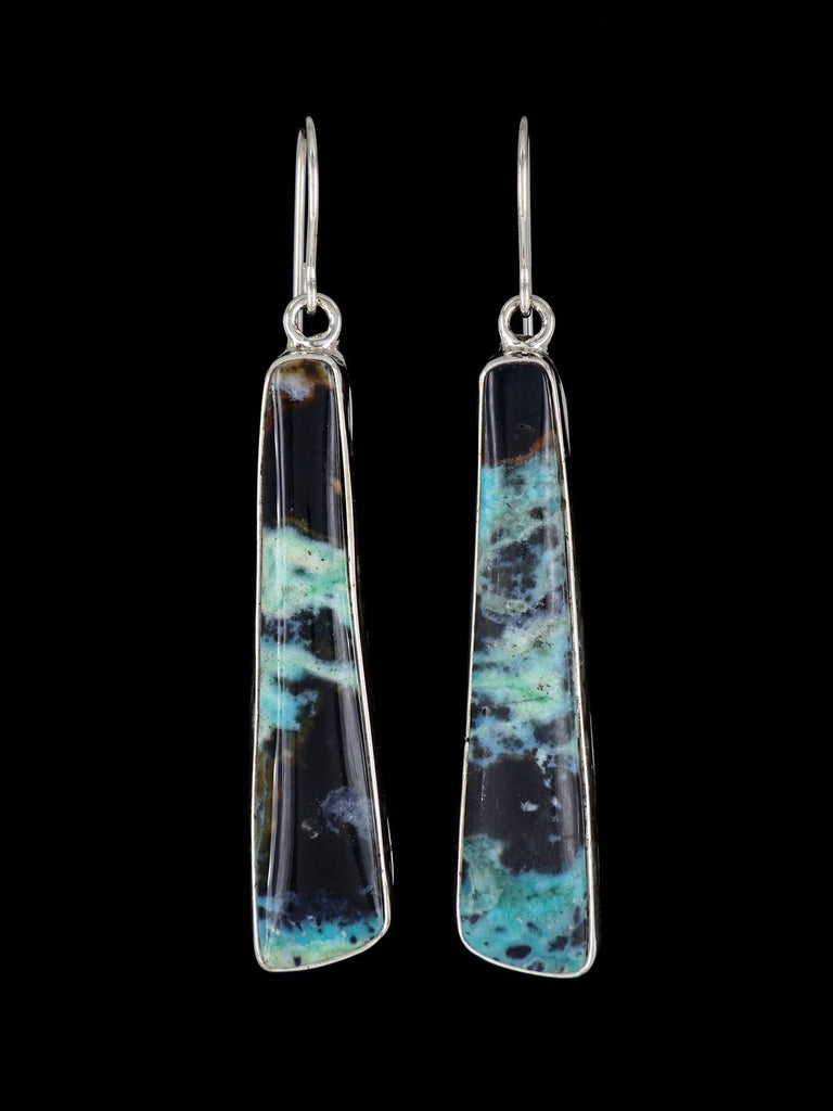 Native American Opalized Petrified Wood Sterling Silver Dangle Earrings - PuebloDirect.com