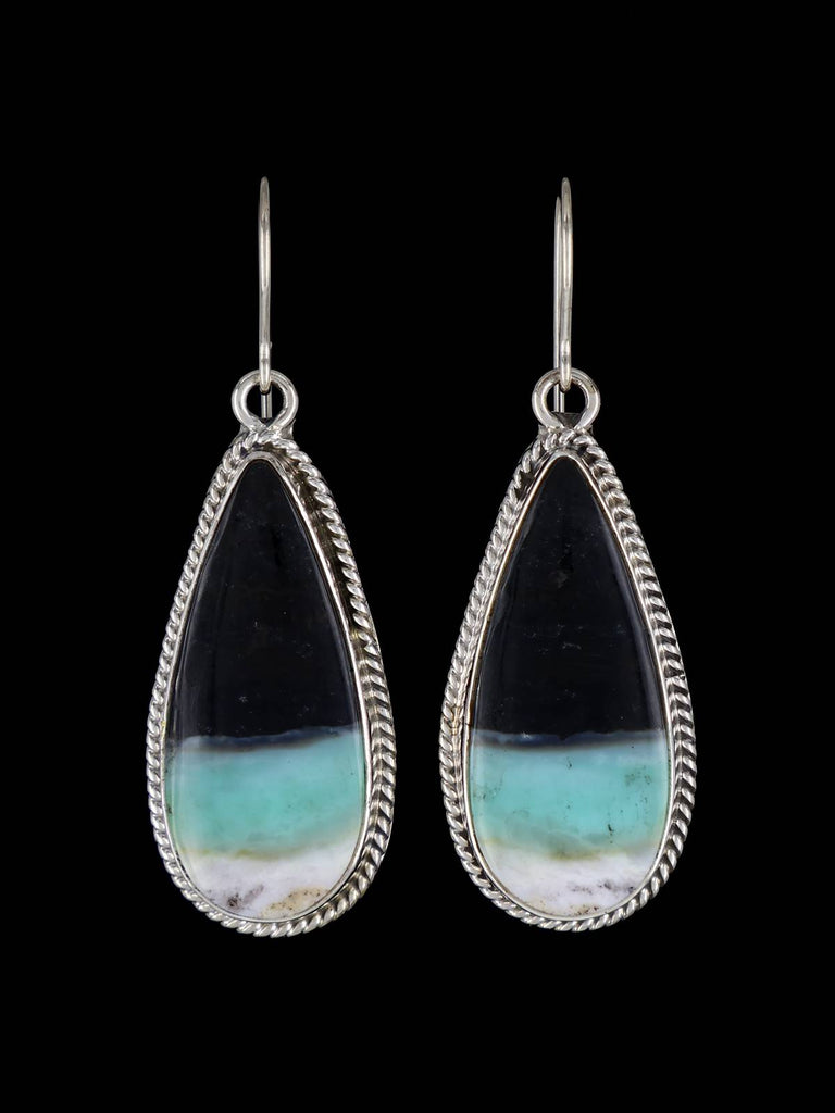 Native American Opalized Petrified Wood Sterling Silver Dangle Earrings - PuebloDirect.com