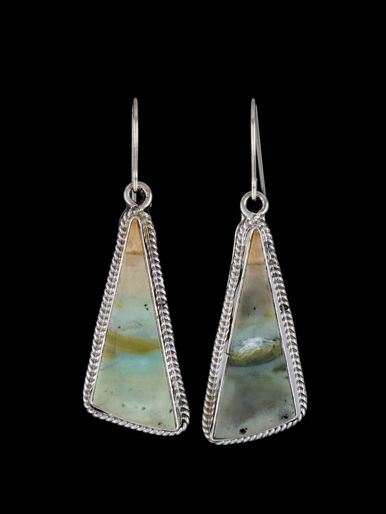 Native American Opalized Petrified Wood Sterling Silver Dangle Earrings - PuebloDirect.com