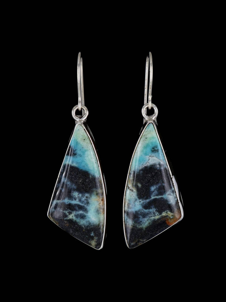 Native American Opalized Petrified Wood Sterling Silver Dangle Earrings - PuebloDirect.com