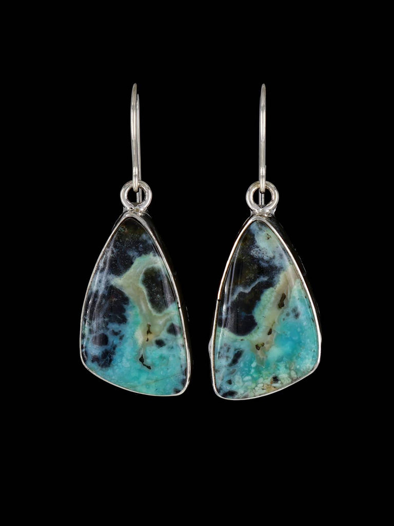 Native American Opalized Petrified Wood Sterling Silver Dangle Earrings - PuebloDirect.com