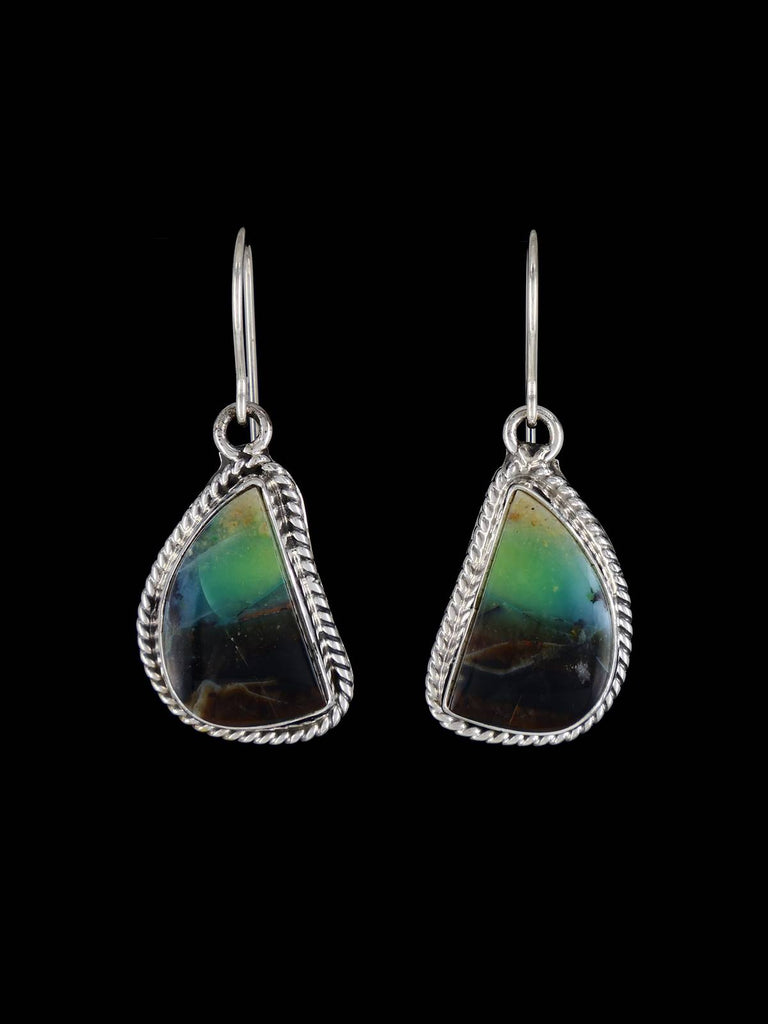 Native American Opalized Petrified Wood Sterling Silver Dangle Earrings - PuebloDirect.com