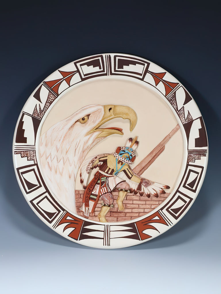 Navajo Hopi Style Hand Coiled Pottery Plate - PuebloDirect.com