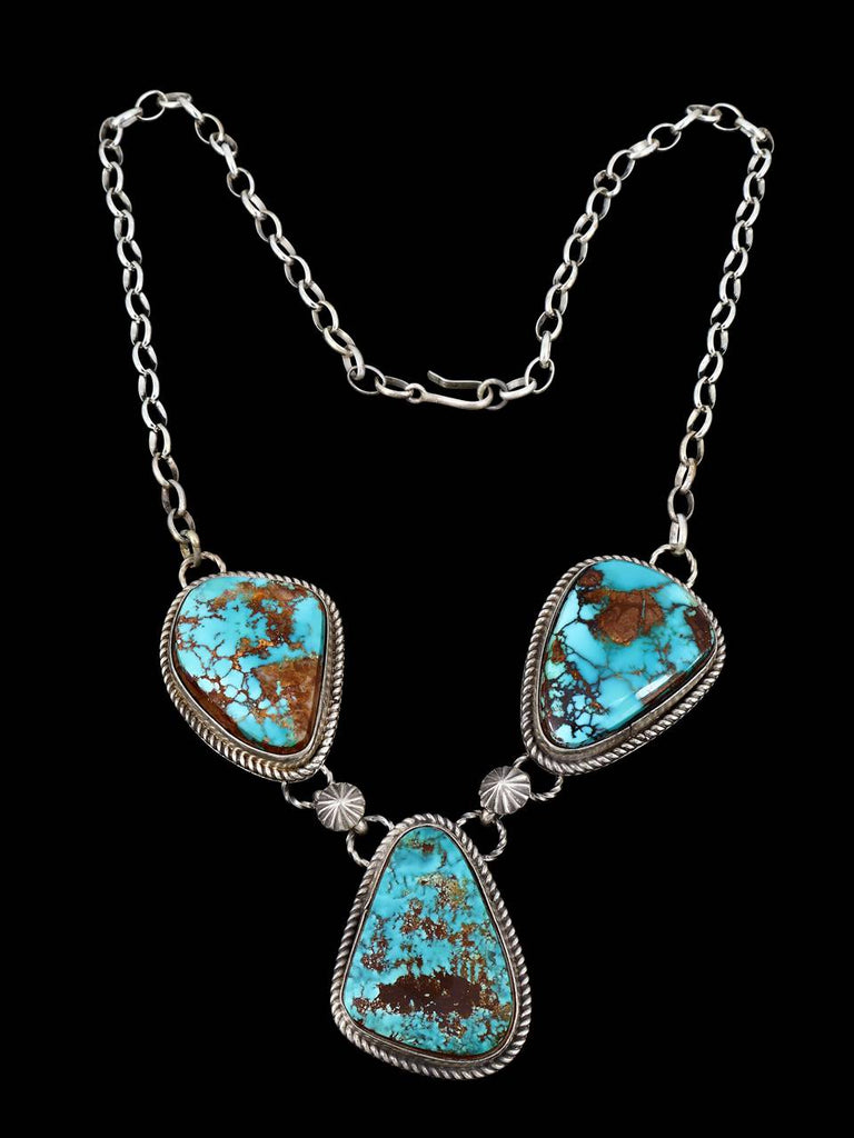 Native American Sterling Silver Natural Pilot Mountain Turquoise Necklace - PuebloDirect.com