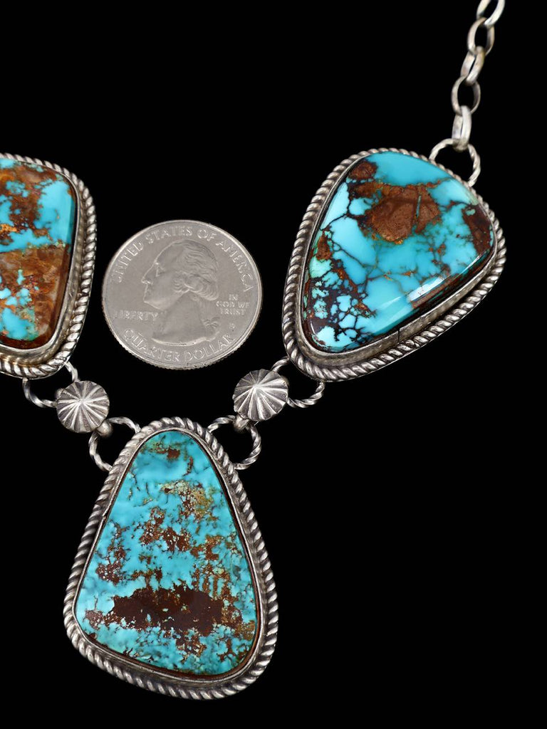 Native American Sterling Silver Natural Pilot Mountain Turquoise Necklace - PuebloDirect.com