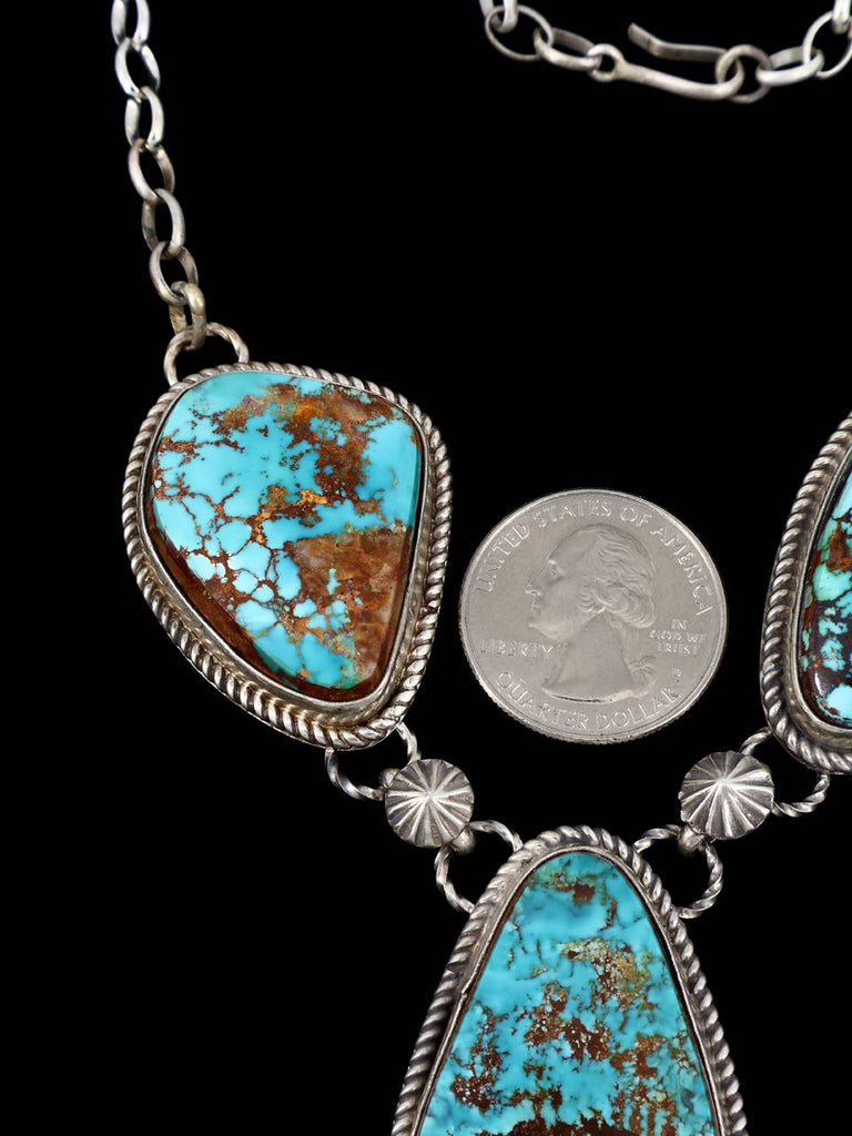 Native American Sterling Silver Natural Pilot Mountain Turquoise Necklace - PuebloDirect.com