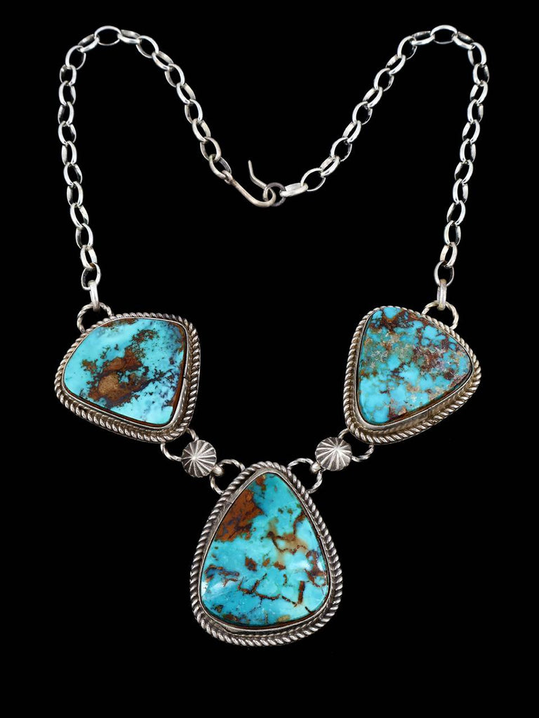 Native American Sterling Silver Natural Pilot Mountain Turquoise Necklace - PuebloDirect.com