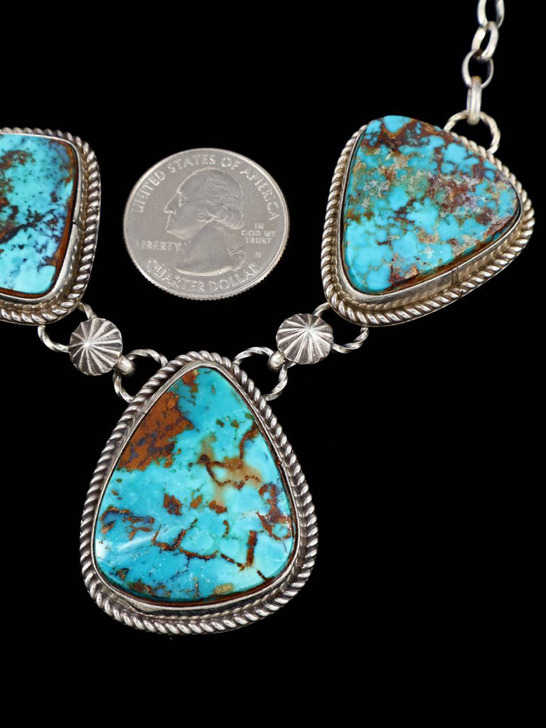 Native American Sterling Silver Natural Pilot Mountain Turquoise Necklace - PuebloDirect.com