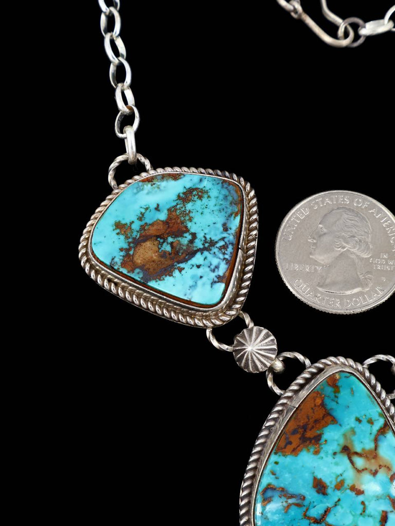 Native American Sterling Silver Natural Pilot Mountain Turquoise Necklace - PuebloDirect.com