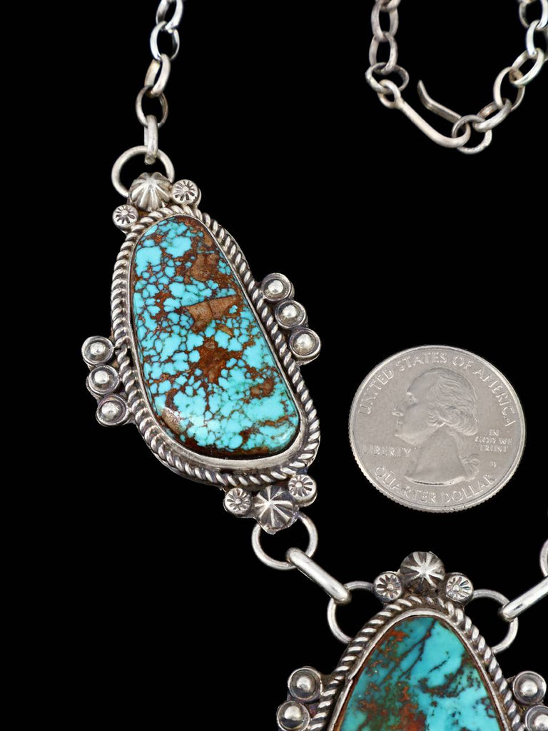 Native American Sterling Silver Natural Pilot Mountain Turquoise Necklace - PuebloDirect.com