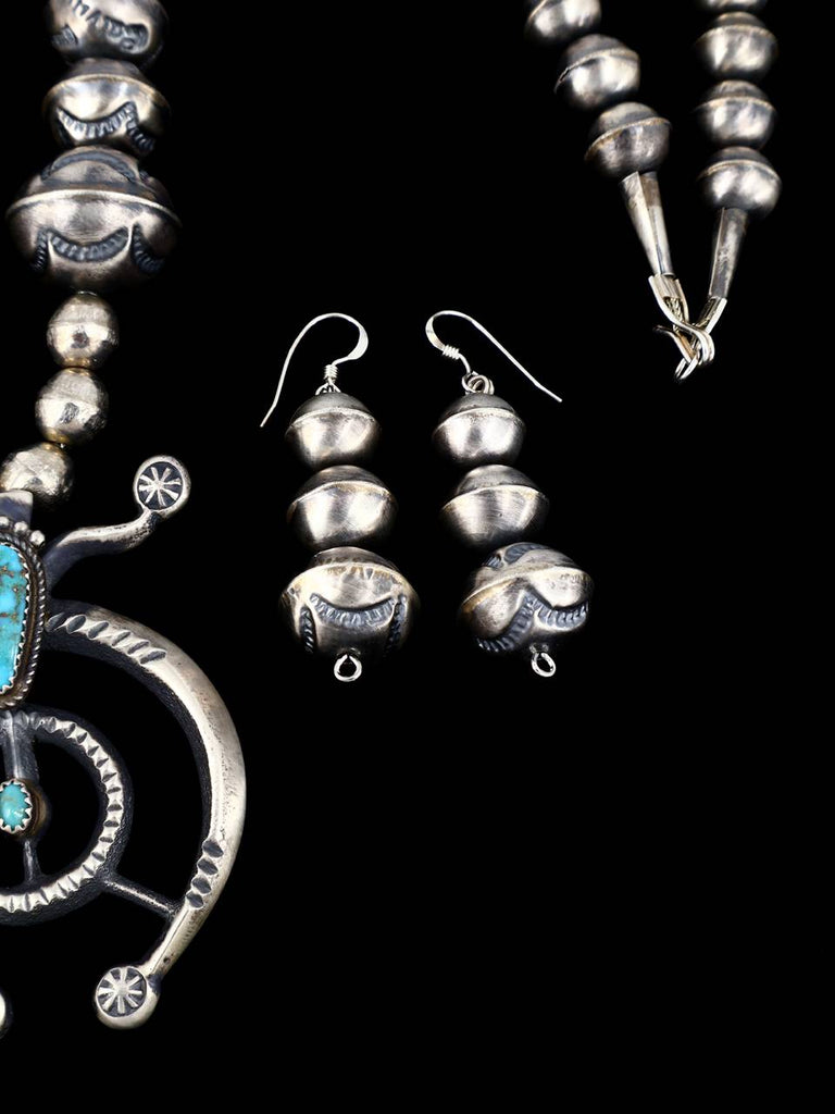 Native American Turquoise Sterling Silver Naja Necklace and Earring Set - PuebloDirect.com