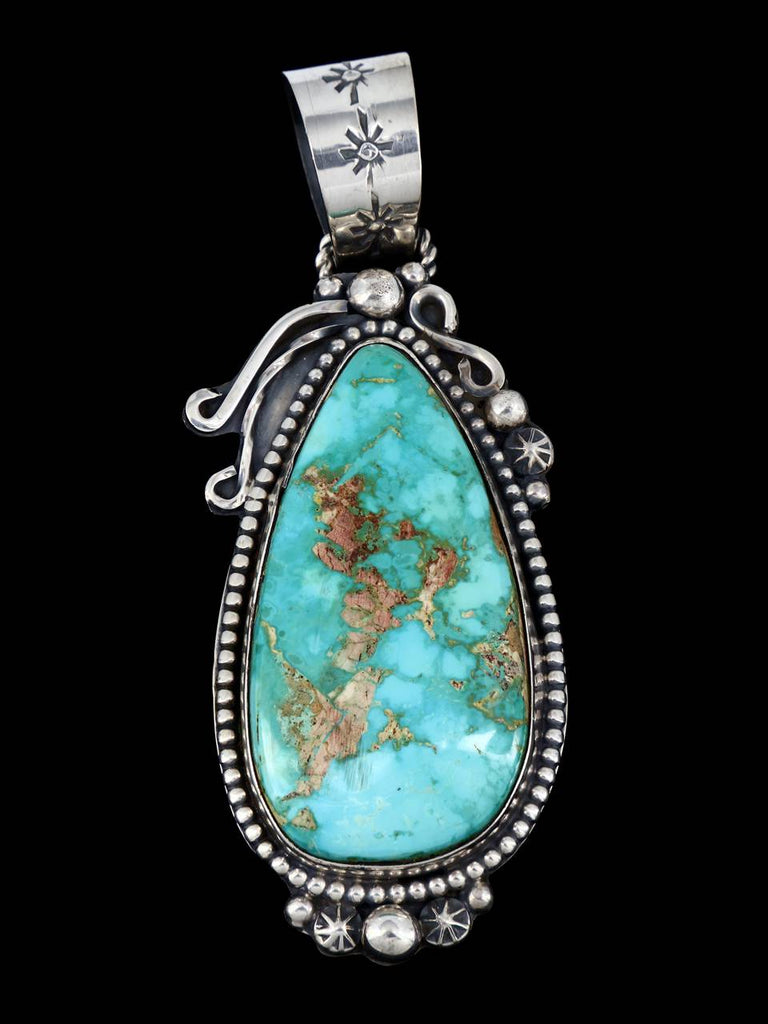 Native American Sterling Silver Natural Pilot Mountain Turquoise Pendant - PuebloDirect.com