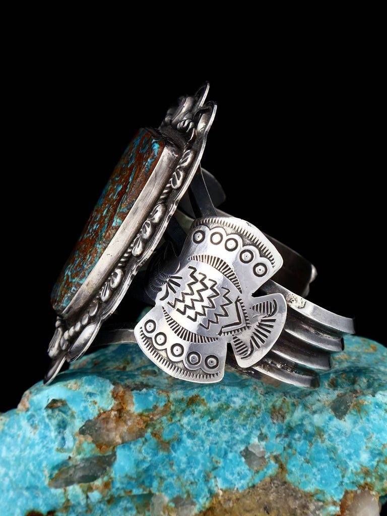 Native American Sterling Silver Royston Turquoise Thunderbird Bracelet - PuebloDirect.com