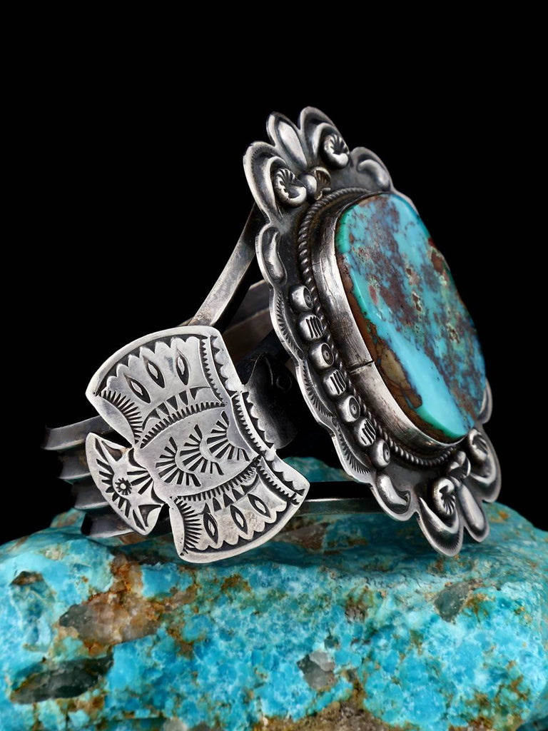 Native American Sterling Silver Royston Turquoise Thunderbird Bracelet - PuebloDirect.com