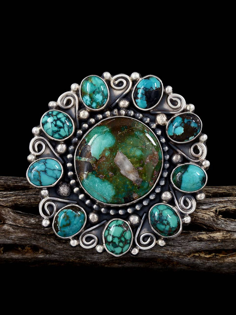 Navajo Pilot Mountain and Cloud Mountain Turquoise Ring, Size 8 - PuebloDirect.com