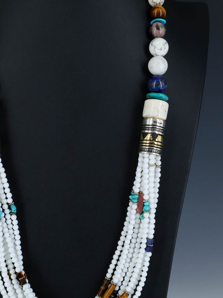 30" Navajo White Marble Multi Strand Beaded Necklace - PuebloDirect.com