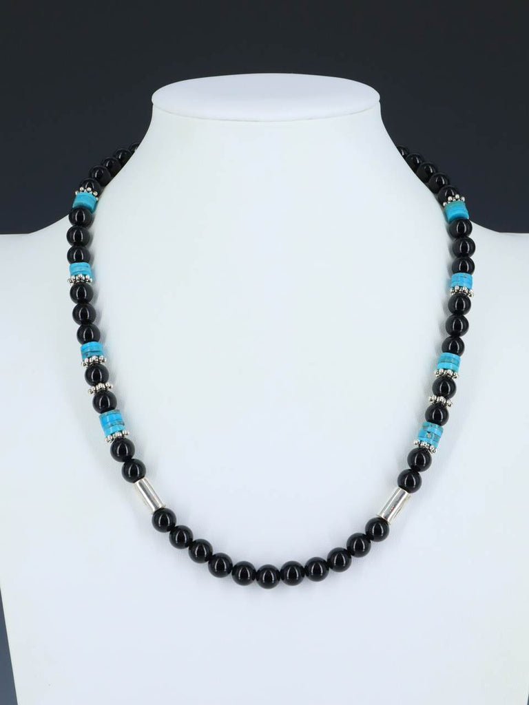 20" Navajo Black Onyx Single Strand Beaded Necklace - PuebloDirect.com