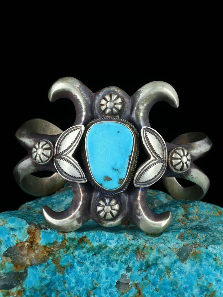 Navajo Sterling Silver Turquoise Cuff Bracelet - PuebloDirect.com