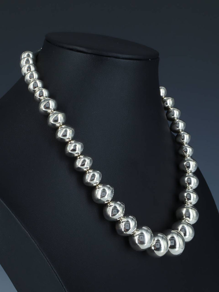 Native American Sterling Silver Navajo Pearl Bead Necklace - PuebloDirect.com