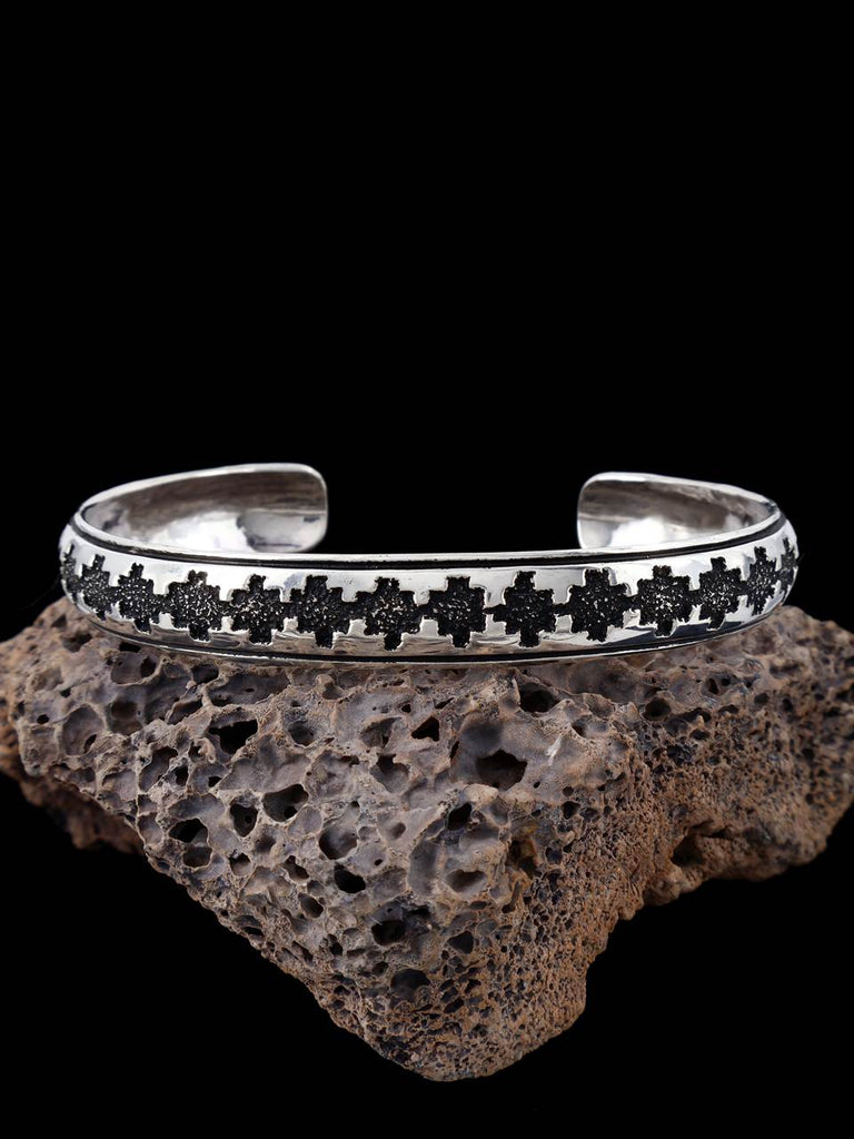 Navajo Sterling Silver Overlay Cuff Bracelet - PuebloDirect.com