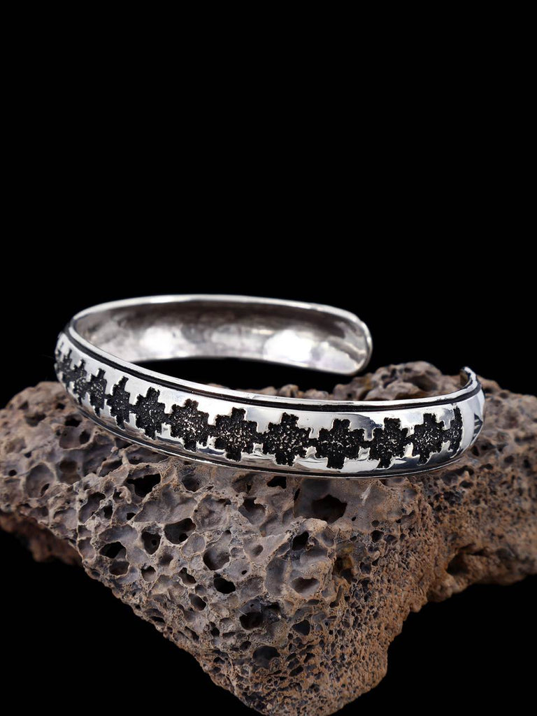 Navajo Sterling Silver Overlay Cuff Bracelet - PuebloDirect.com