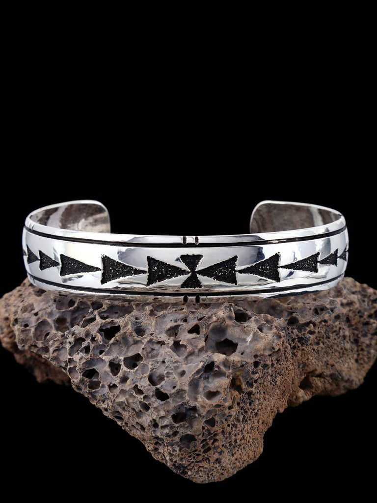 Navajo Sterling Silver Overlay Cuff Bracelet - PuebloDirect.com