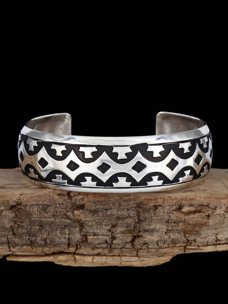 Native American Sterling Silver Overlay Cuff Bracelet - PuebloDirect.com