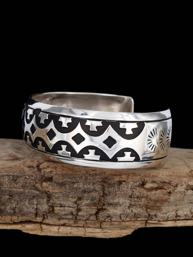 Native American Sterling Silver Overlay Cuff Bracelet - PuebloDirect.com