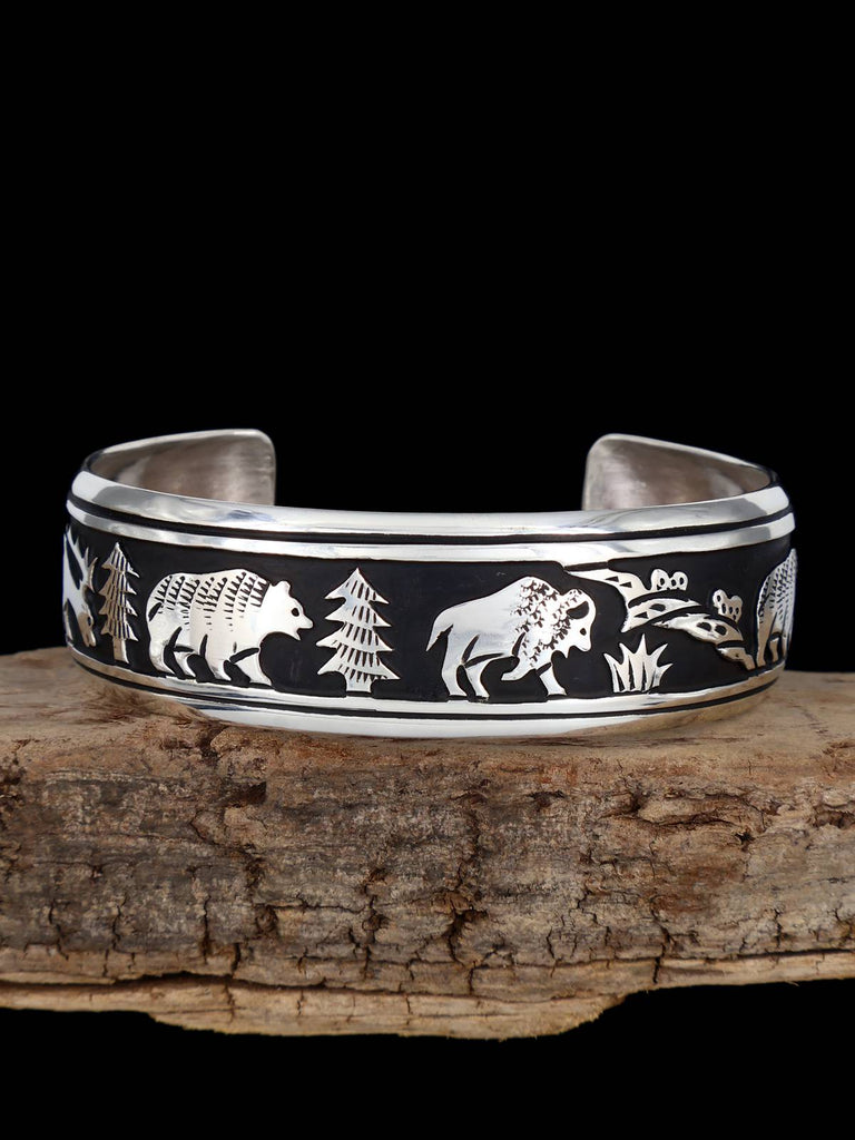 Native American Sterling Silver Overlay Cuff Bracelet - PuebloDirect.com