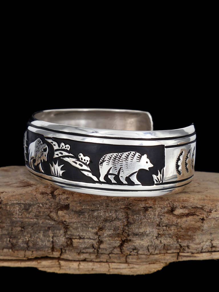 Native American Sterling Silver Overlay Cuff Bracelet - PuebloDirect.com