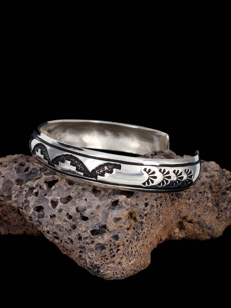 Navajo Sterling Silver Overlay Cuff Bracelet - PuebloDirect.com