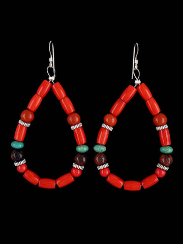 Vintage Navajo Sterling Natural offers Red Coral Dangle Pottery Earrings