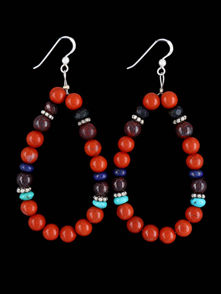 Navajo Pipestone Beaded Dangle Earrings - PuebloDirect.com