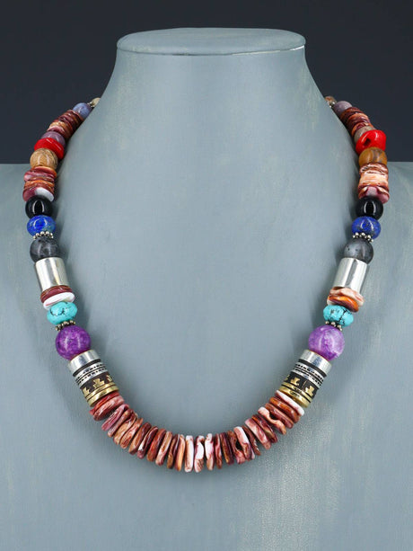 21" Spiny Oyster Large Single Strand Beaded Necklace - PuebloDirect.com